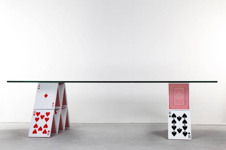 Unique House of Cards Table by Mauricio Arruda