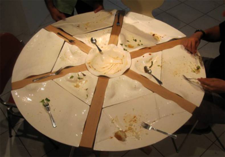 Pizza Table or the Table Made of Plates