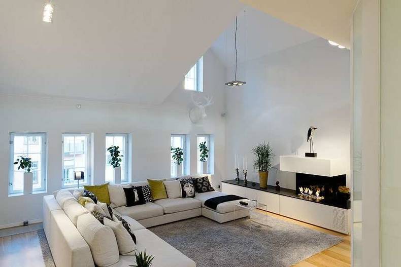 Luxury Duplex Penthouse Apartment Interior in Stockholm, Sweden