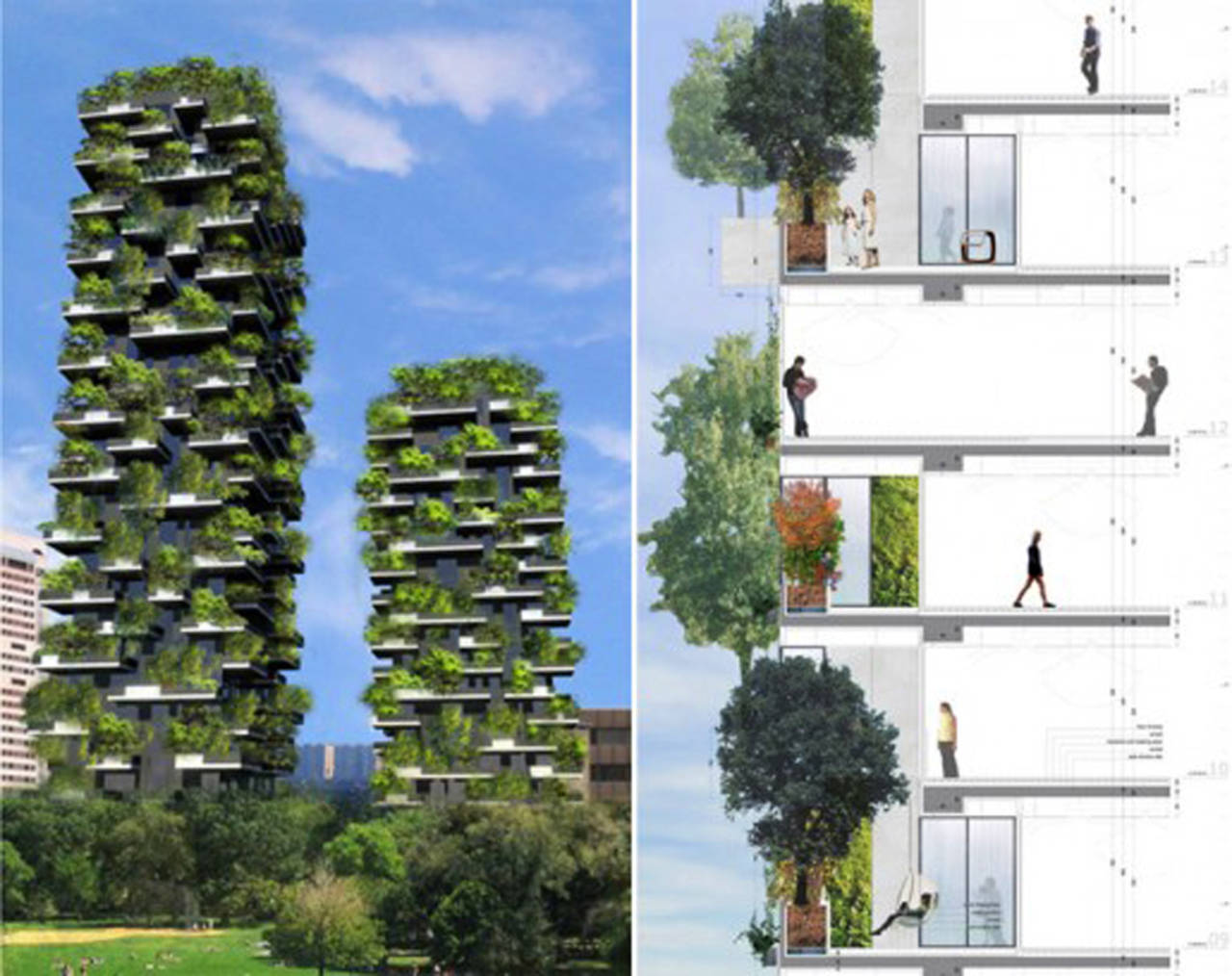 Building trees. Жилой комплекс «вертикальный лес» (Bosco verticale), г. Милан. «Вертикальный лес» архитектора Стефано Боэри. Bosco verticale (вертикальный лес), Милан, Италия. Архитекторы - Stefano Boeri Arhitetti. Зеленый многоярусный лес Bosco verticale в Милане.