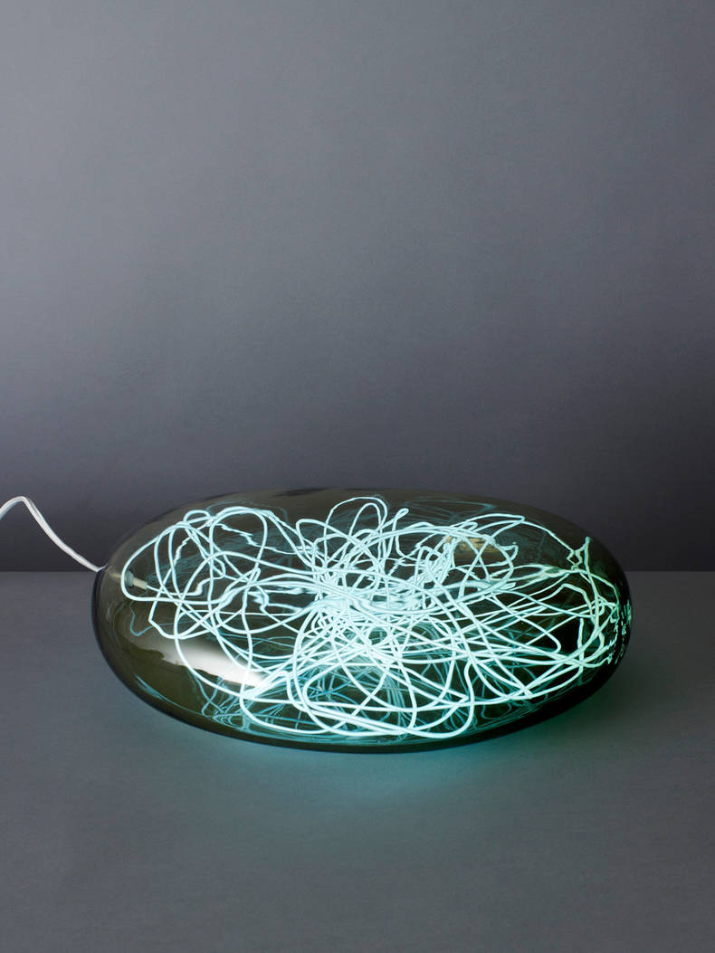 Hadron Lamp with Electroluminescent Wire Inside by Joe Doucet