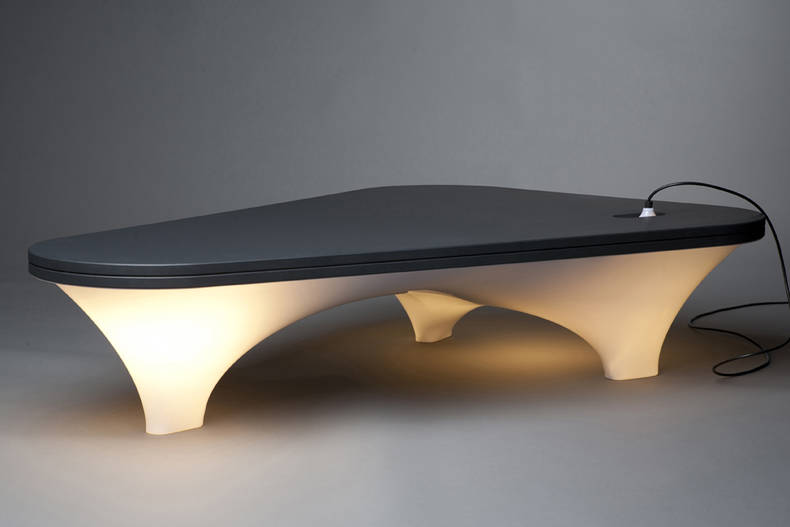 Stylish Plastic Illuminated Table by Han Koning